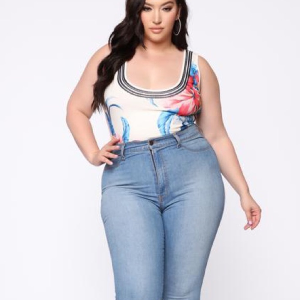 Fashion Nova Just For Me Tropical Bodysuit, Sz 3X